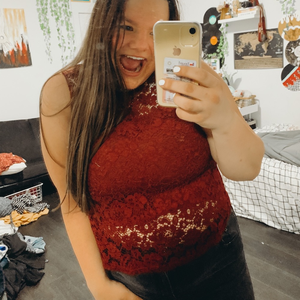 Maroon floral design crop top